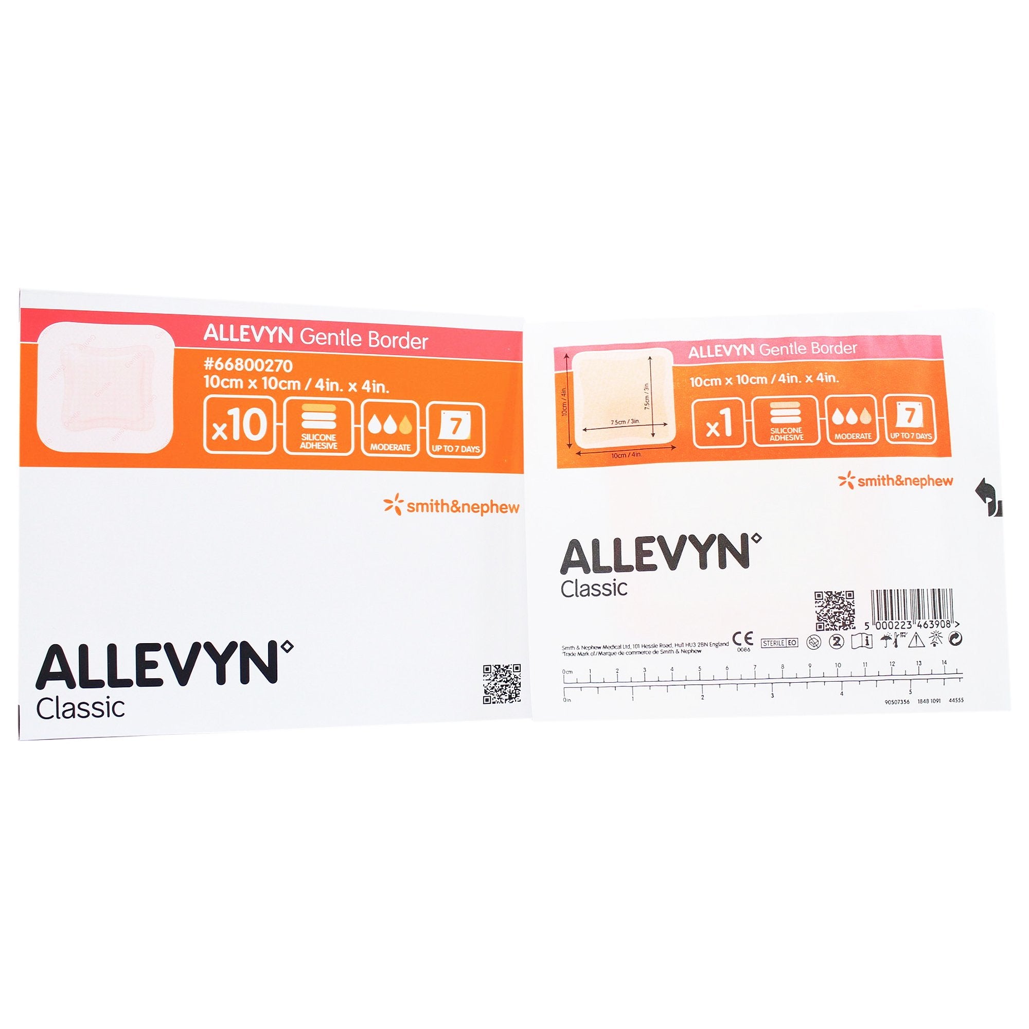 Allevyn Gentle Border Foam Dressing 4 X 4 Inch With Border Film Backing Silicone Gel Adhesive Square Sterile (834360_CS) 100/CS