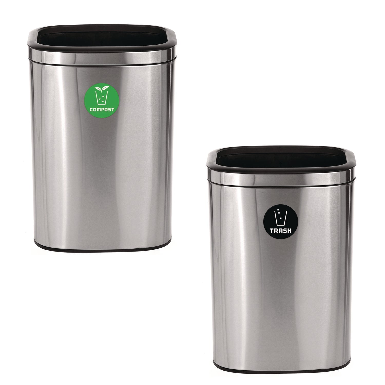 Alpine Industries 10.5 Gallon Compost and Trash Station, Brushed Stainless Steel (ALHALP47040LCOT) Each