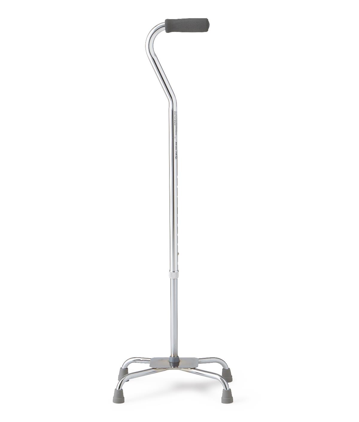 Aluminum Quad Cane with Large Base, 300 lb. Weight Capacity, Chrome, 2/CS (MDS86228CHR) Case of 2