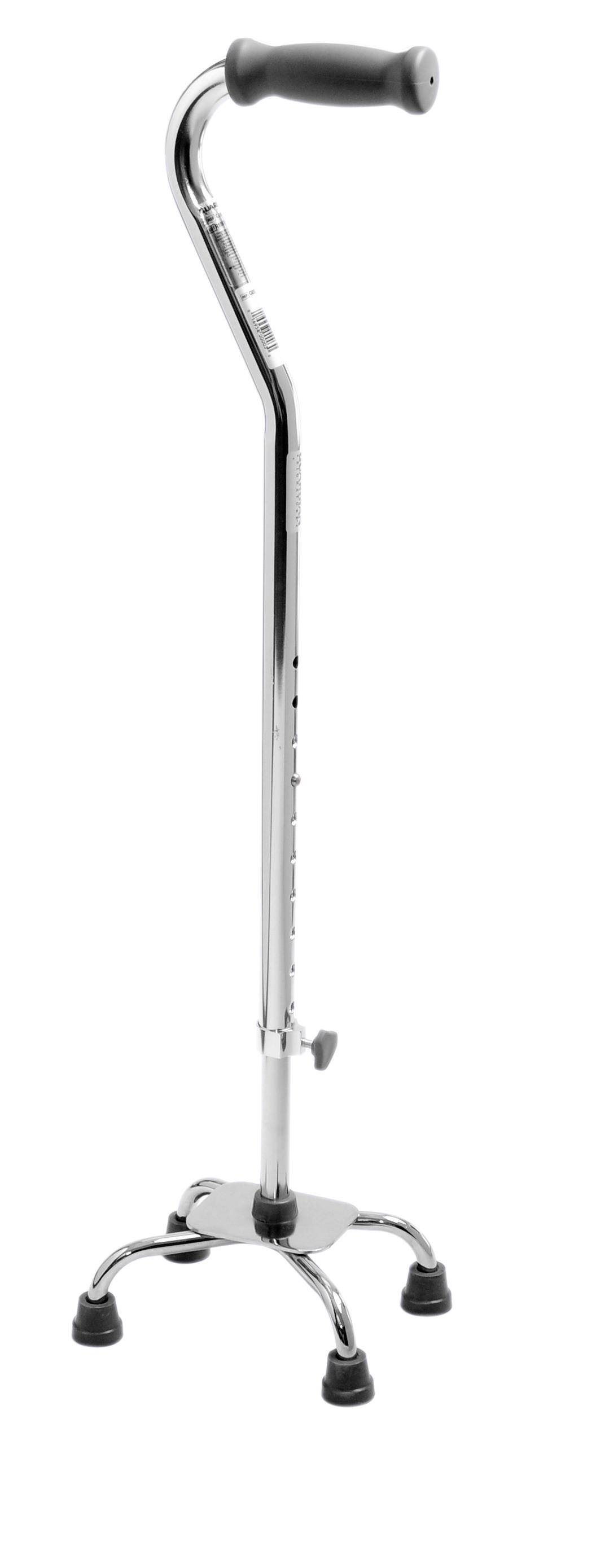Aluminum Quad Cane with Small Base, 300 lb. Capacity, Brite Chrome, 2/CS (G05345S) Case of 2