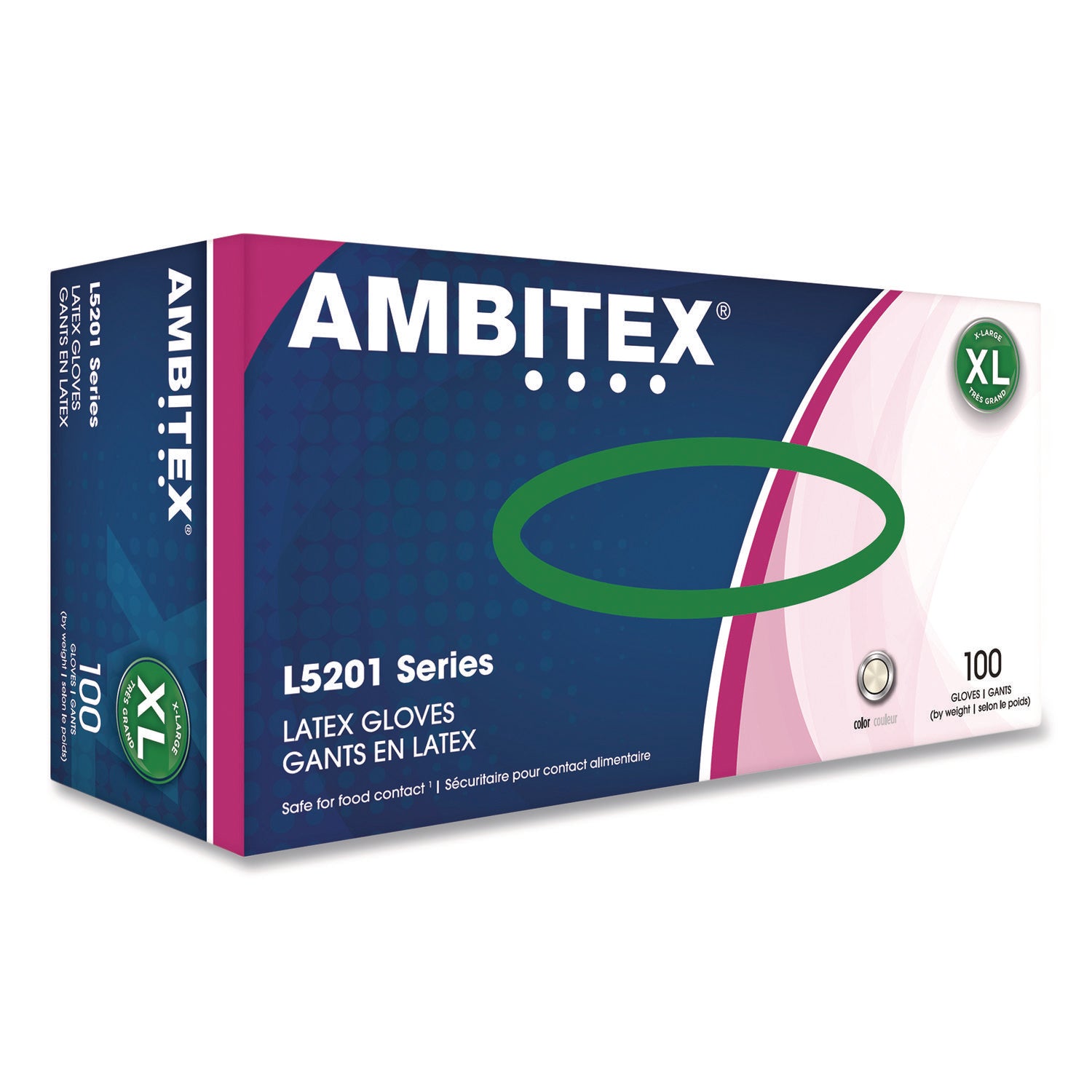 AMBITEX L5201 Series Powder-Free Latex Gloves, Ivory, X-Large, 100 Gloves/Box, 10 Boxes/Carton (TXILXL5201CT) Case of 1000