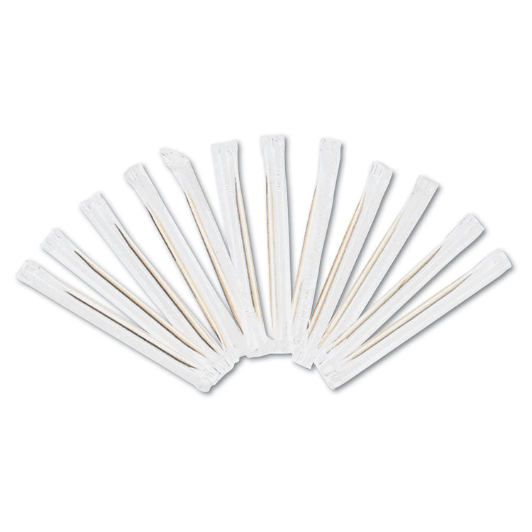 AmerCareRoyal Cello-Wrapped Round Wood Toothpicks, 2.5", Natural, 1,000/Box, 15 Boxes/Carton (RPPRIW15) Case of 15000