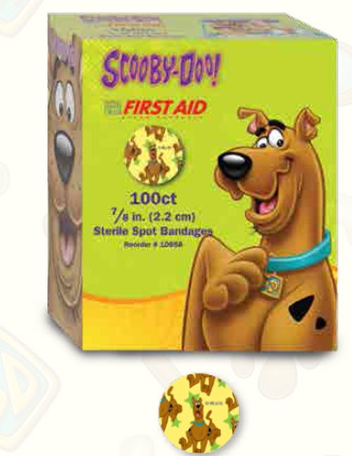 American White Cross Adhesive Spot Bandage 7/8 Inch Plastic Round Kid Design (Scooby Doo) Sterile (934479_BX) 100/BX