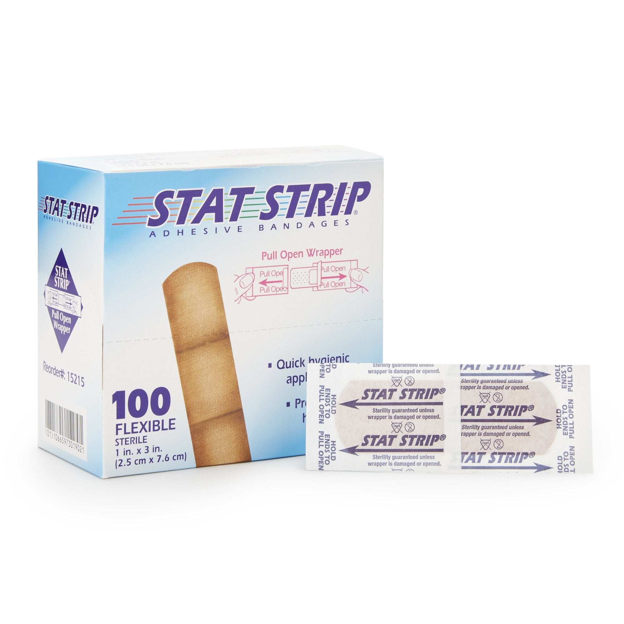 American White Cross Stat Strip Adhesive Strip 1 X 3 Inch Fabric Rectangle Tan Sterile (197058_BX) 100/BX