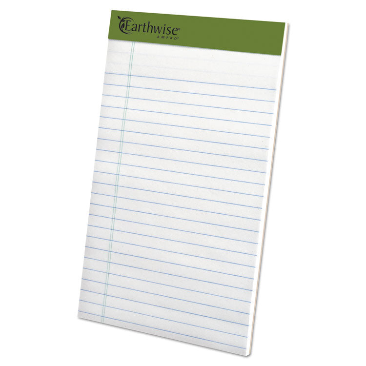 Ampad Earthwise by Ampad Recycled Paper Legal Pads, Wide/Legal Rule, 40 White 5 x 8 Sheets, 6/Pack (TOP40112)