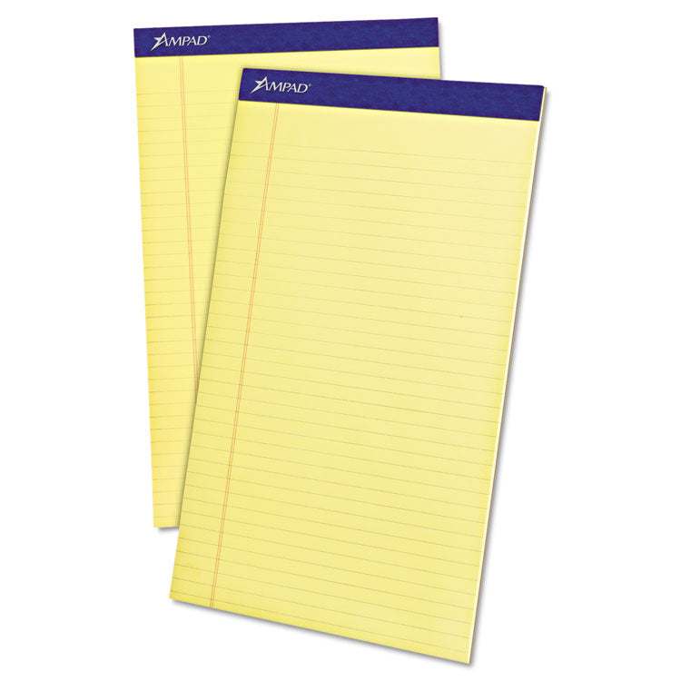 Ampad Perforated Writing Pads, Wide/Legal Rule, 50 Canary-Yellow 8.5 x 14 Sheets, Dozen (TOP20230) 1 Dozen