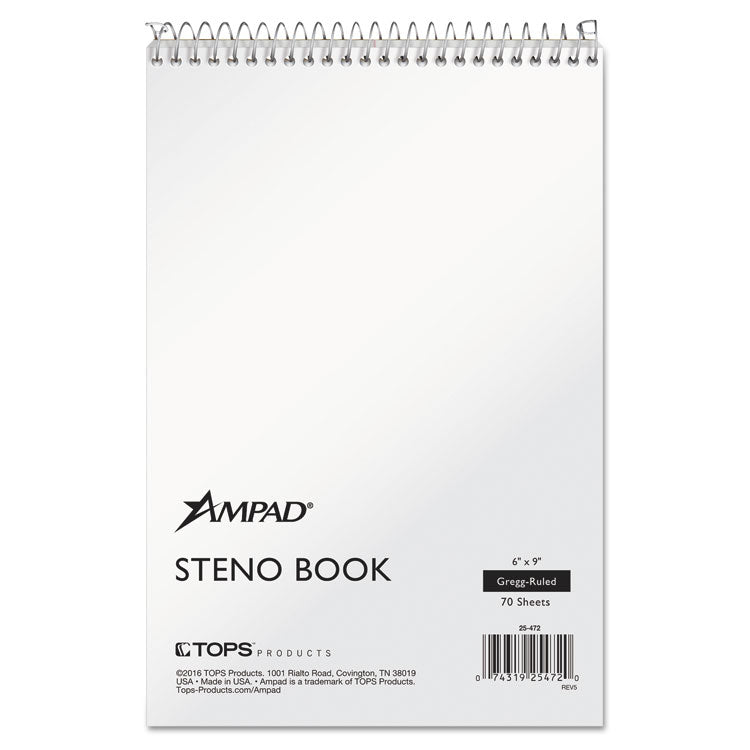 Ampad Steno Pads, Gregg Rule, Tan Cover, 70 White 6 x 9 Sheets (TOP25472) Each