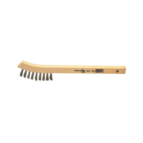 Anchor Brand Inspection Brushes, 2 x 9 Rows, Stainless Steel, 8 3/4 in L, Bent Wood Handle (102-BW-195C) Bag of 2