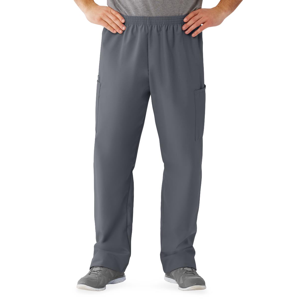 AngelStat Unisex Cargo Scrub Pants with Elastic Waist, Charcoal, Regular Inseam, Size 4XL, 1 EA (674NCC4XLM) Each
