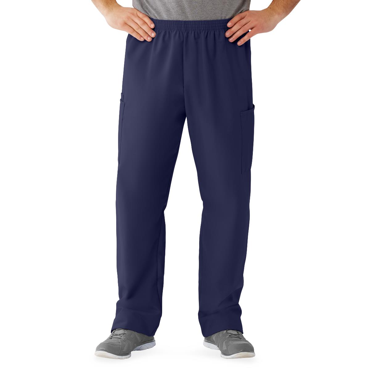 AngelStat Unisex Cargo Scrub Pants with Elastic Waist, Navy, Long Inseam, Size L, 1 EA (674NNTLL) Each
