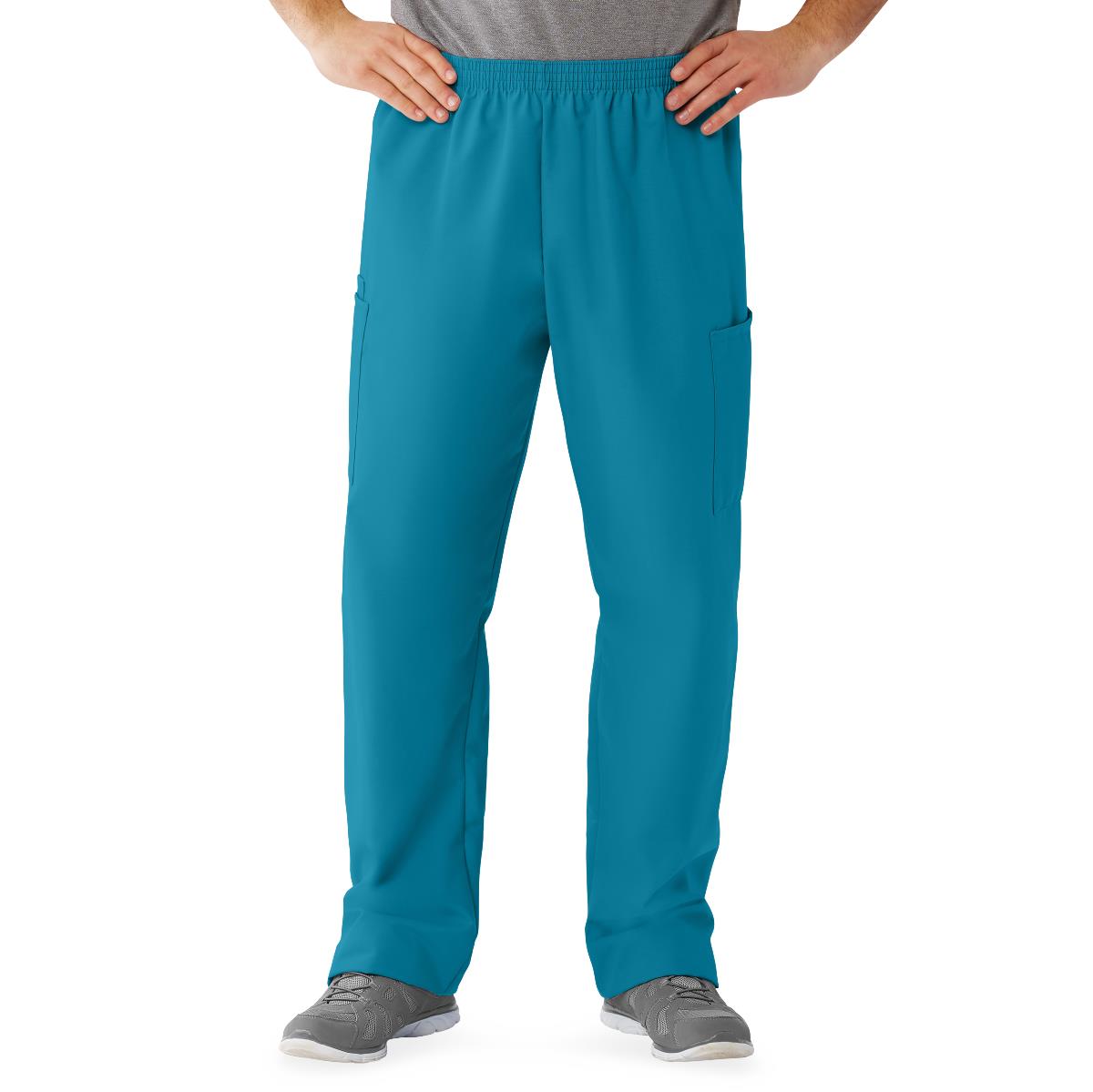 AngelStat Unisex Cargo Scrub Pants with Elastic Waist, Peacock, Regular Inseam, Size 3XL, 1 EA (674NBTXXXLM) Each