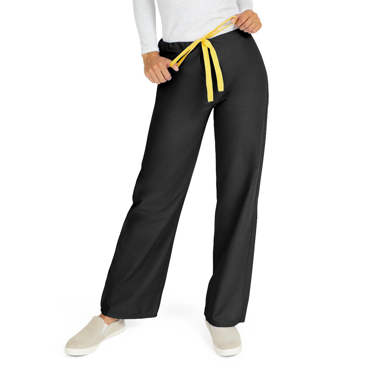 AngelStat Unisex Reversible Scrub Pants with Drawstring Waist, Black, Size XL, Angelica Color Code, 1 EA (600BLKXL-CA) Each