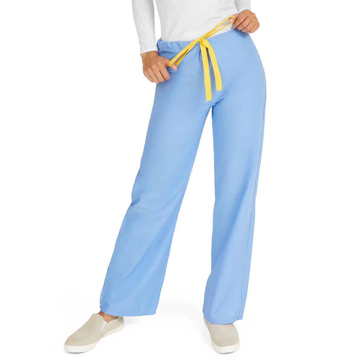 AngelStat Unisex Reversible Scrub Pants with Drawstring Waist, Ceil Blue, Size L, Color Coding, 1 EA (M600NTHL-CM) Each