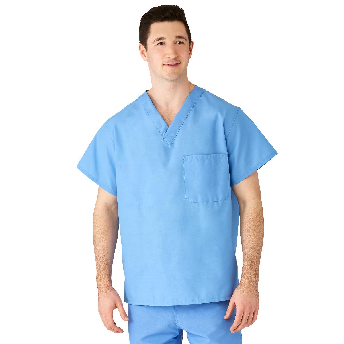 AngelStat Unisex Reversible V-Neck Scrub Top with 2 Pockets, Ceil Blue, Size M, Color Coding, 1 EA (M610NTHM-CM) Each