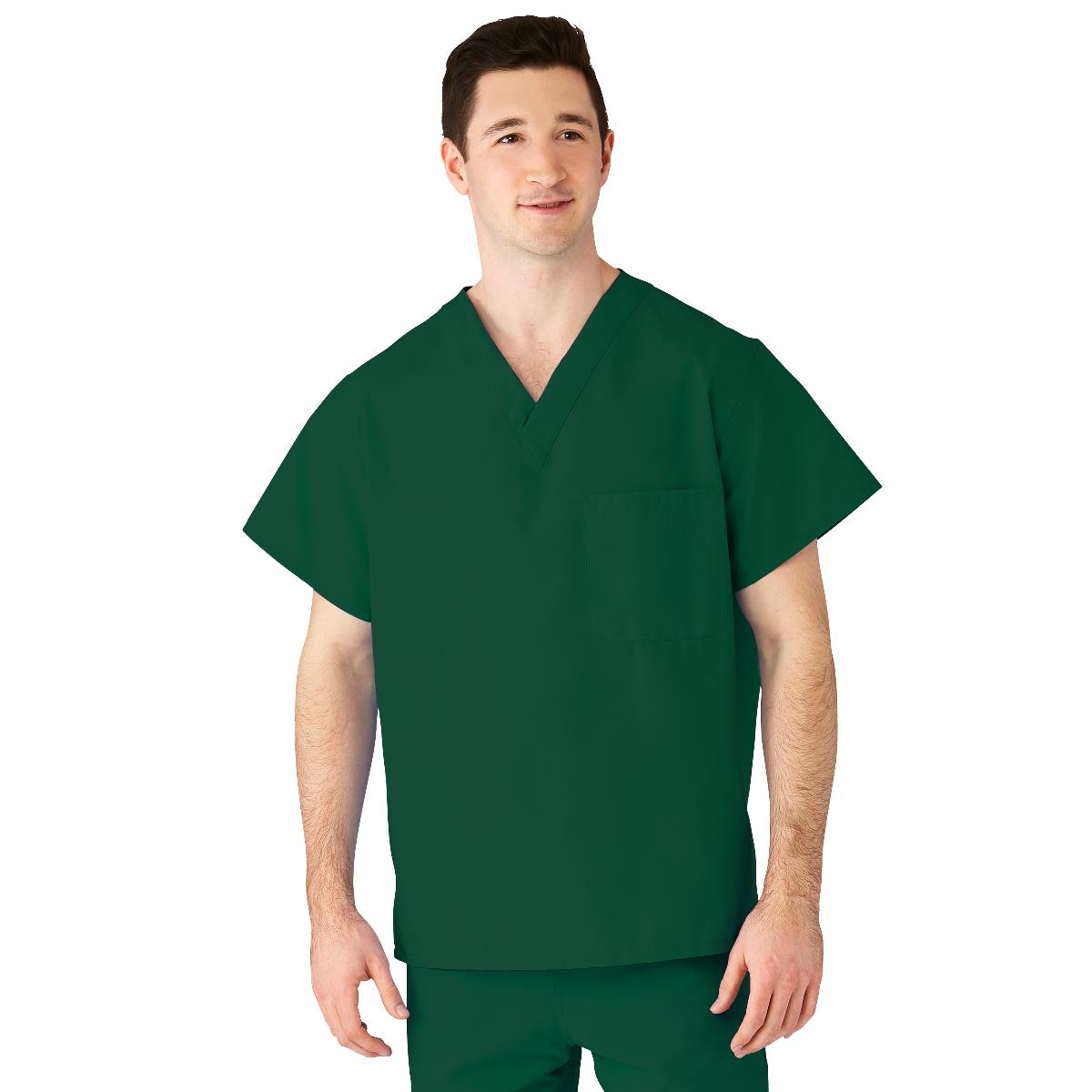 AngelStat Unisex Reversible V-Neck Scrub Top with 2 Pockets, Hunter, Size 2XL, Angelica Color Code, 1 EA (610NHGXXL-CA) Each