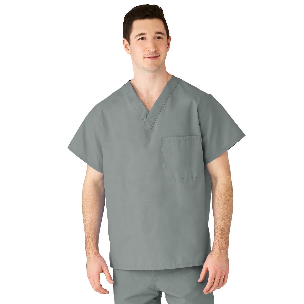 AngelStat Unisex Reversible V-Neck Scrub Top with 2 Pockets, Misty, Size XS, Angelica Color Code, 1 EA (M610NTZXS-CA) Each