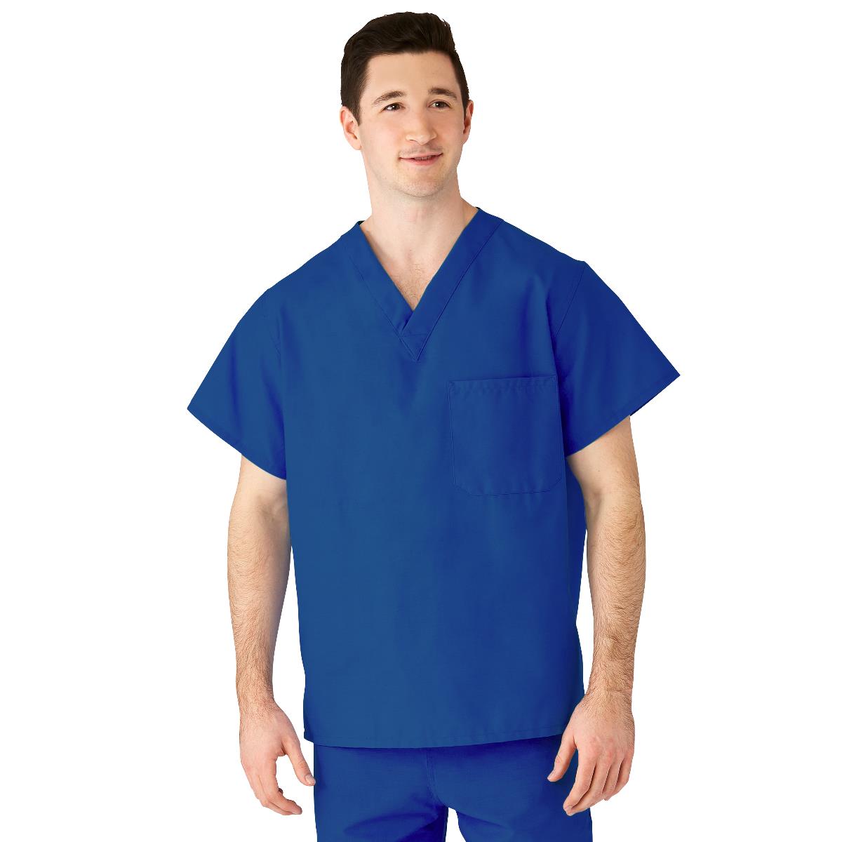 AngelStat Unisex Reversible V-Neck Scrub Top with 2 Pockets, Sapphire, Size XS, Color Code, 1 EA (M610NHTXS-CM) Each