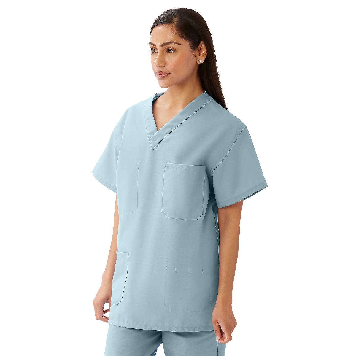 AngelStat Unisex Reversible V-Neck Scrub Top with 4 Pockets, Misty, Size S, Angelica Color Code, 1 EA (M630NTZS-CA) Each
