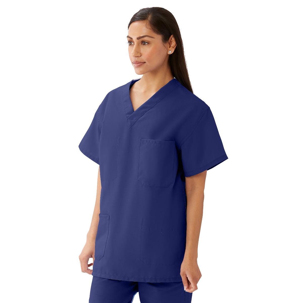 AngelStat Unisex Reversible V-Neck Scrub Top with 4 Pockets, Navy, Size 3XL, Angelica Color Code, 1 EA (M630NNT3XL-CA) Each