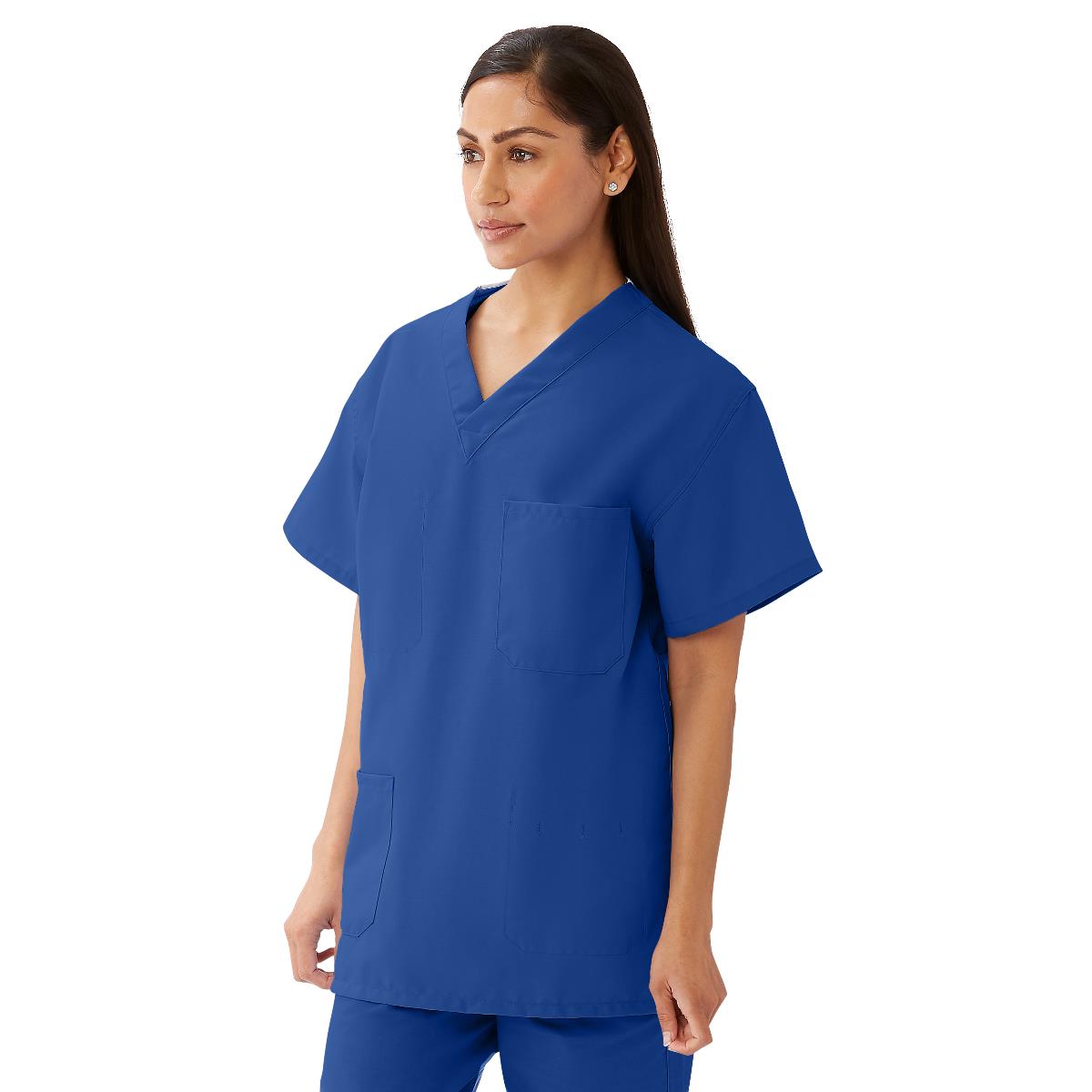 AngelStat Unisex Reversible V-Neck Scrub Top with 4 Pockets, Sapphire, Size M, Color Code, 1 EA (M630NHTM-CM) Each