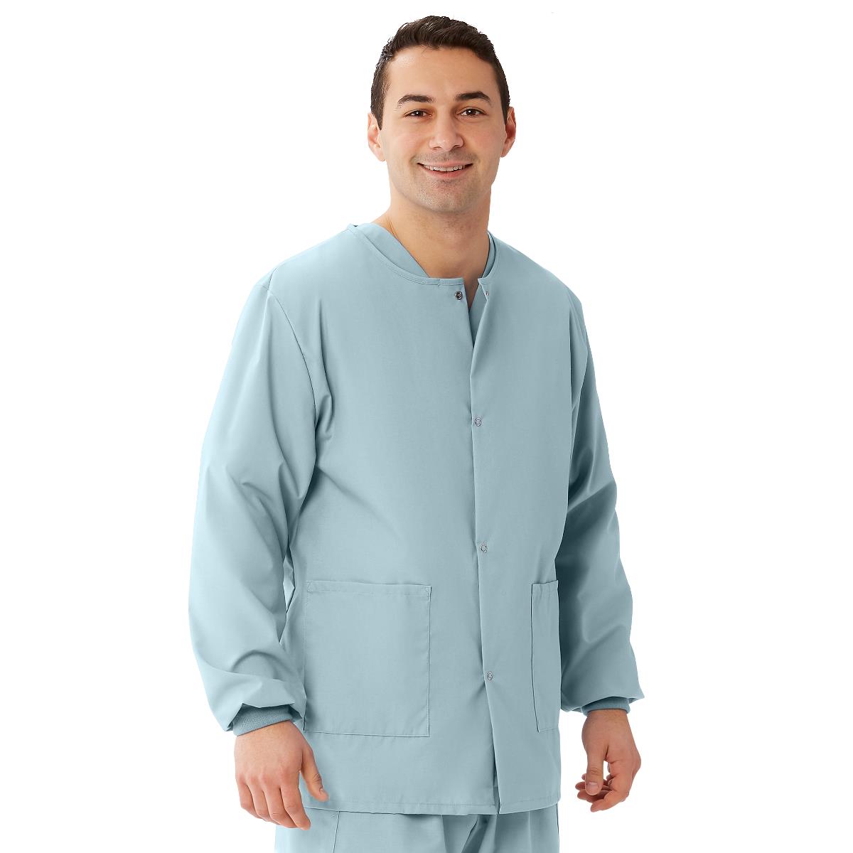 AngelStat Unisex Snap-Front Warm-Up Scrub Jacket, Misty, Size M, 1 EA (849NTZM) Each