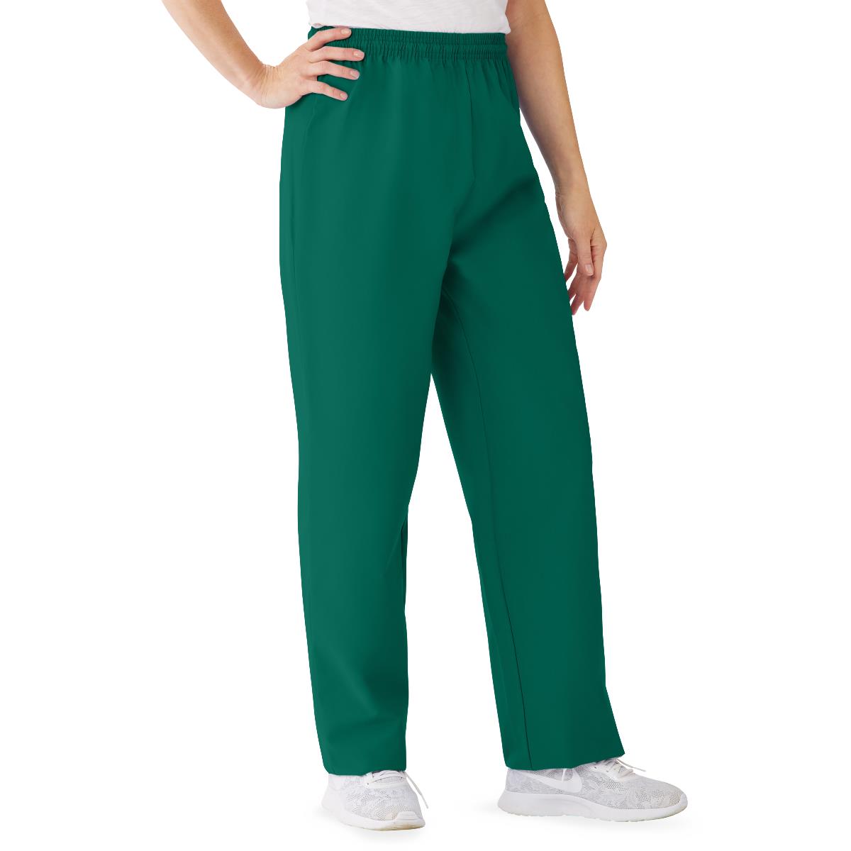 AngelStat Women's Elastic Waist Scrub Pants with Drawstring, Size M, Hunter, 1 EA (854NHGM) Each