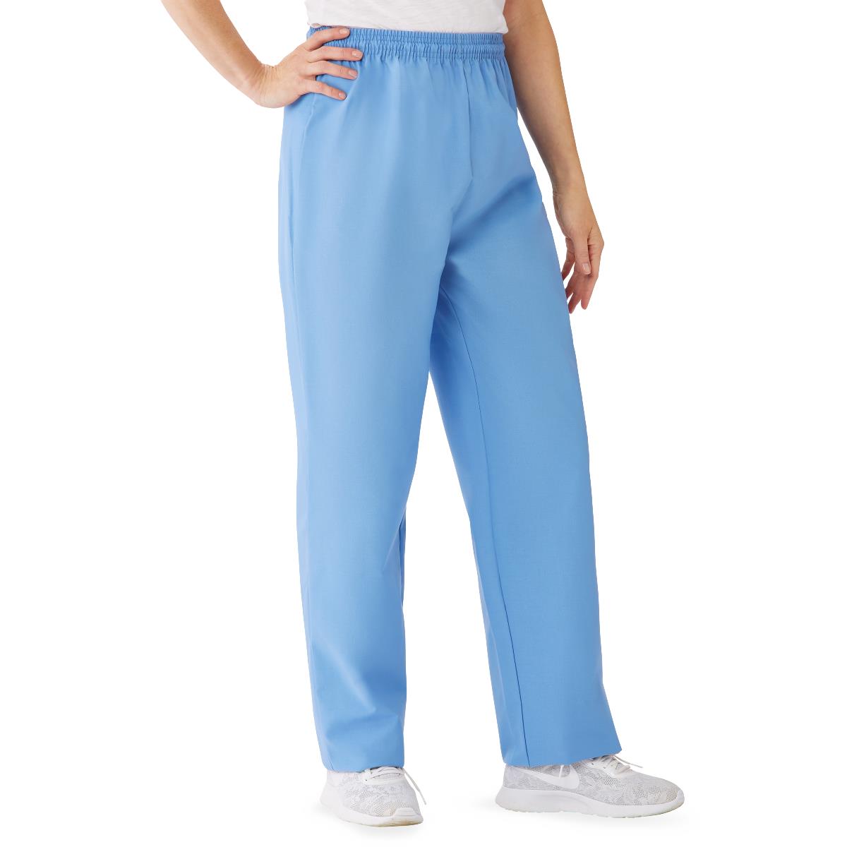 AngelStat Women's Elastic Waist Scrub Pants with Drawstring, Size SM, Ceil Blue, 1 EA (854NTHS) Each