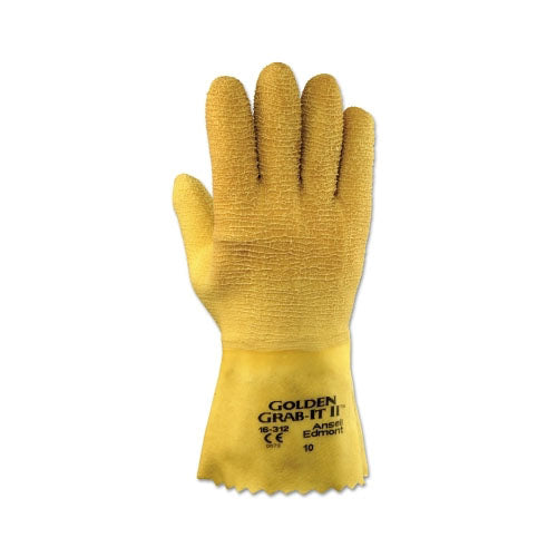 Ansell Golden Grab-It Gloves, Size 10, Gray/Yellow, Fully Coated (012-16-312-10) 1 Dozen