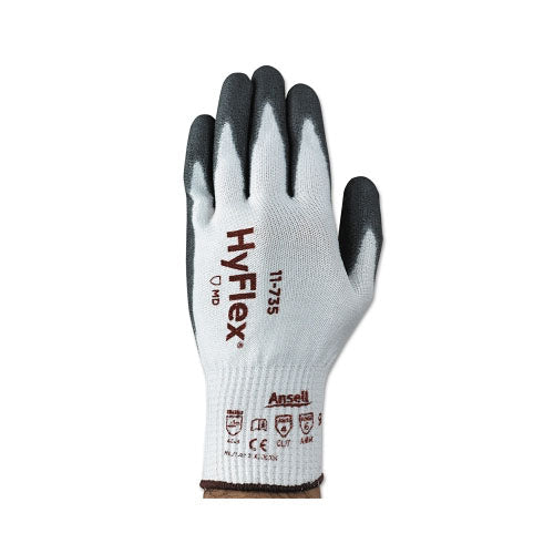 Ansell HyFlex 11-735 Polyurethane Palm Coated Gloves, Size 10, Gray/White (012-11-735-10) 1 Dozen