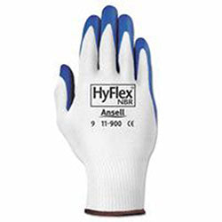 Ansell HyFlex NBR Gloves, 10, Blue/White (012-11-900-10) 12 Pairs