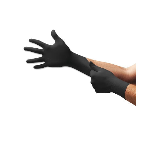 Ansell Onyx Disposable Gloves, Nitrile, Finger - 13 mm; Palm - 9 mm, Medium, Black (748-N642) 1 Box