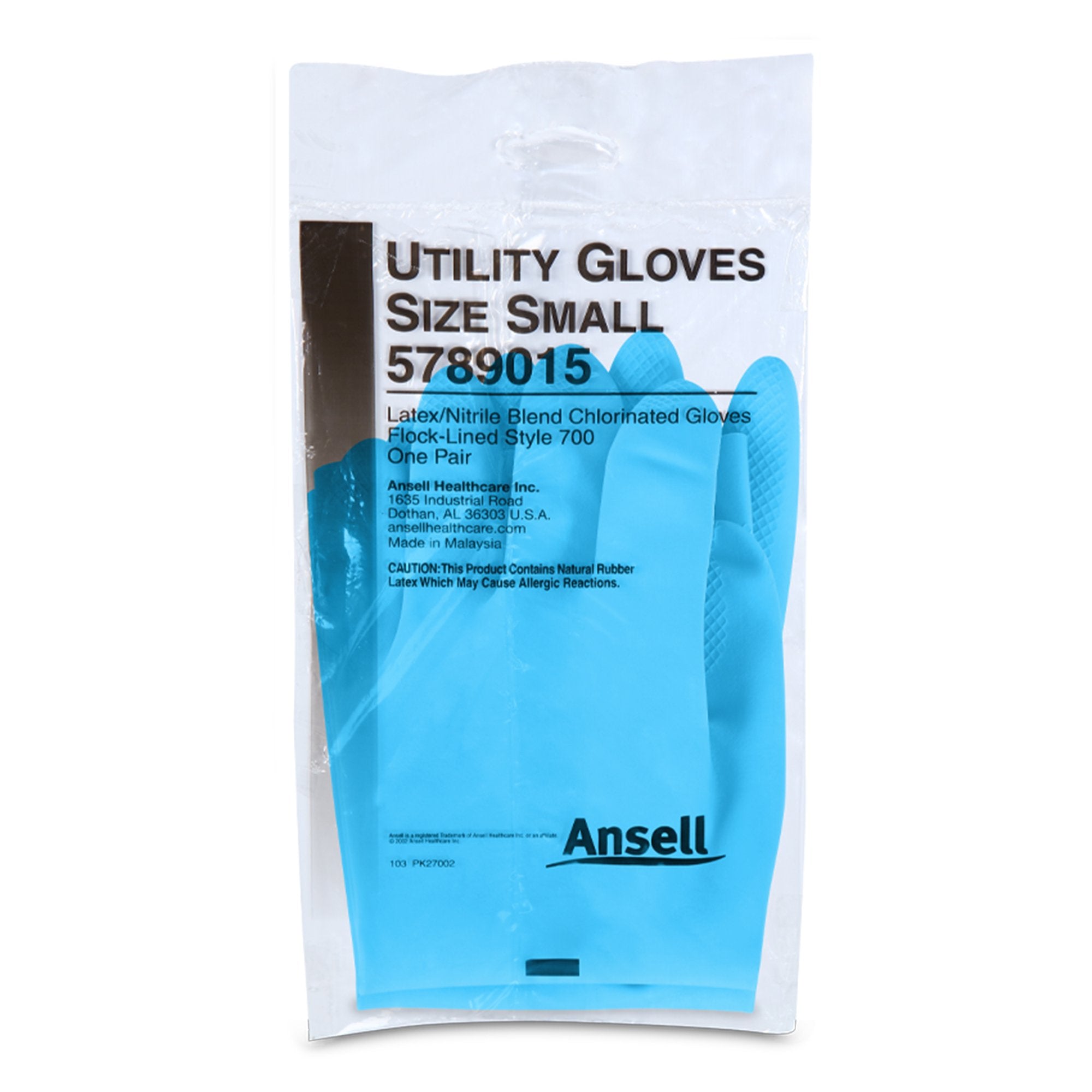Ansell Utility Glove Small Flock Lined Latex / Nitrile Blue 13 Inch Straight Cuff NonSterile (199695_CS) 48/CS