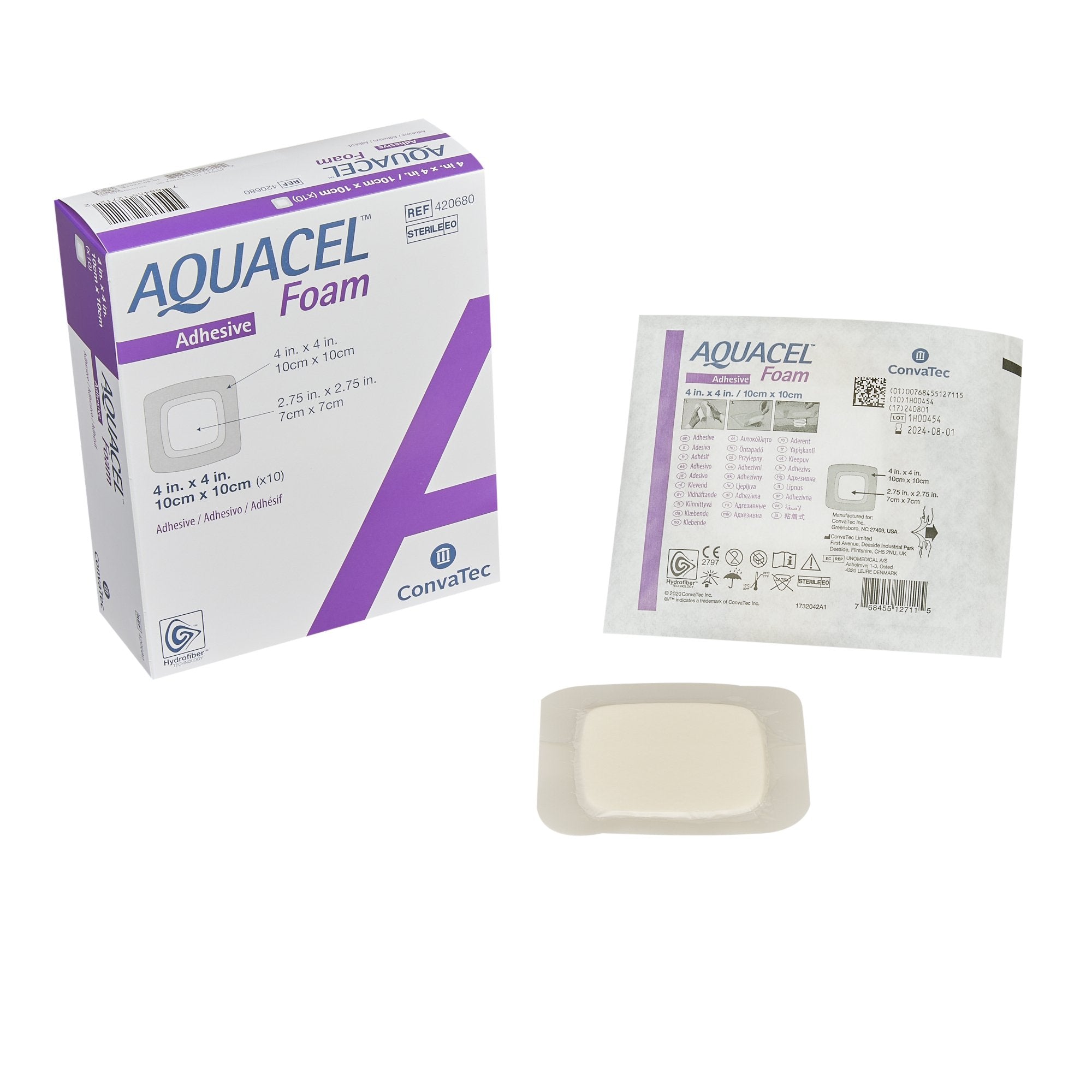 Aquacel Foam Dressing 4 X 4 Inch With Border Waterproof Film Backing Silicone Adhesive Square Sterile (1156827_EA) 1/EA
