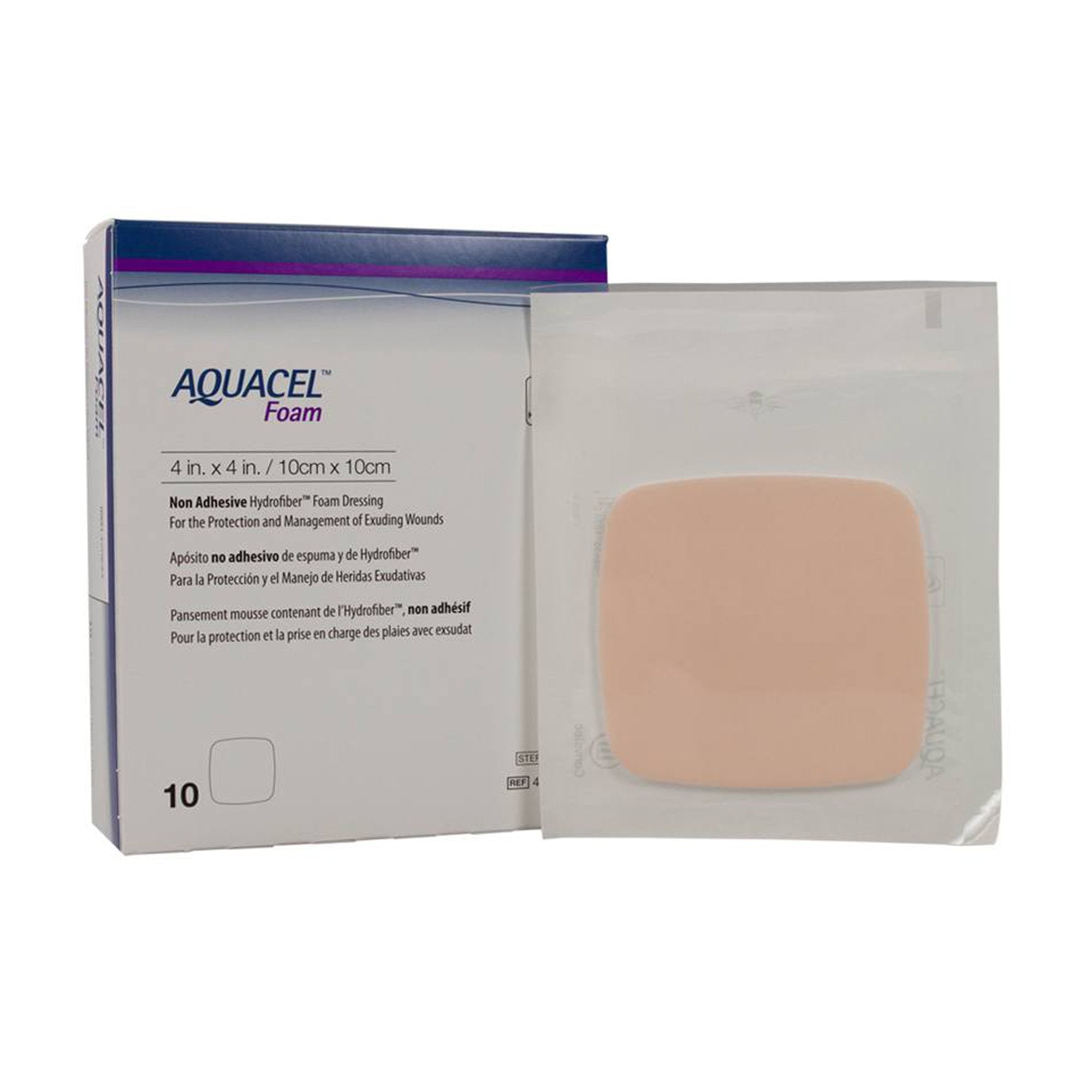 Aquacel Foam Dressing 4 X 4 Inch Without Border Waterproof Film Backing Nonadhesive Square Sterile (802589_EA) 1/EA