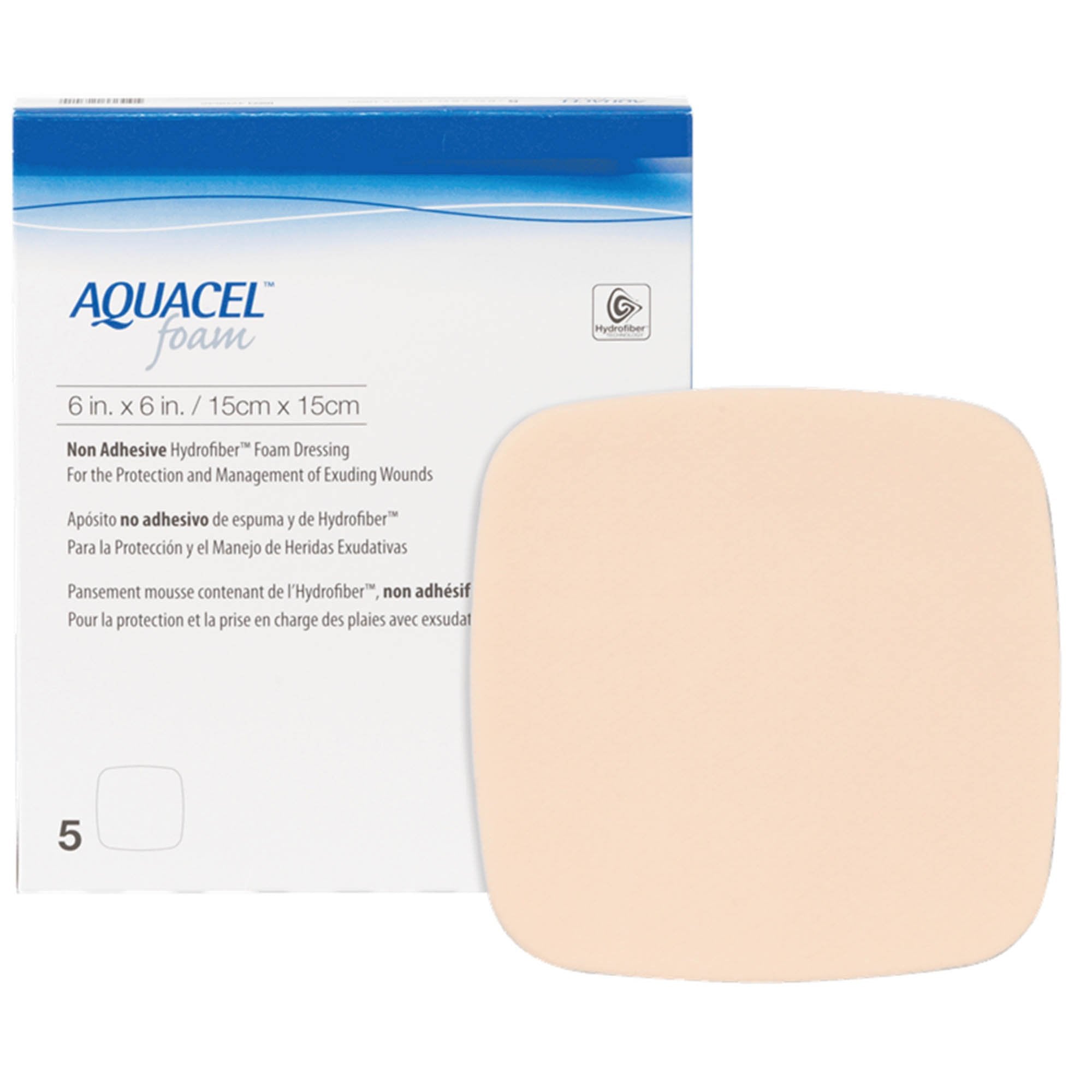 Aquacel Foam Dressing 6 X 6 Inch Without Border Waterproof Film Backing Nonadhesive Square Sterile (802590_EA) 1/EA