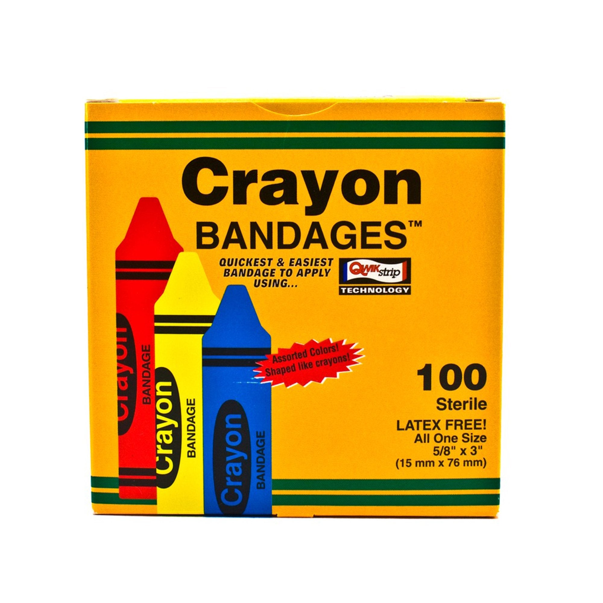 ASO Adhesive Strip 3/4 X 3 Inch Plastic Rectangle Kid Design (Assorted Crayon) Sterile (339216_CS) 1200/CS