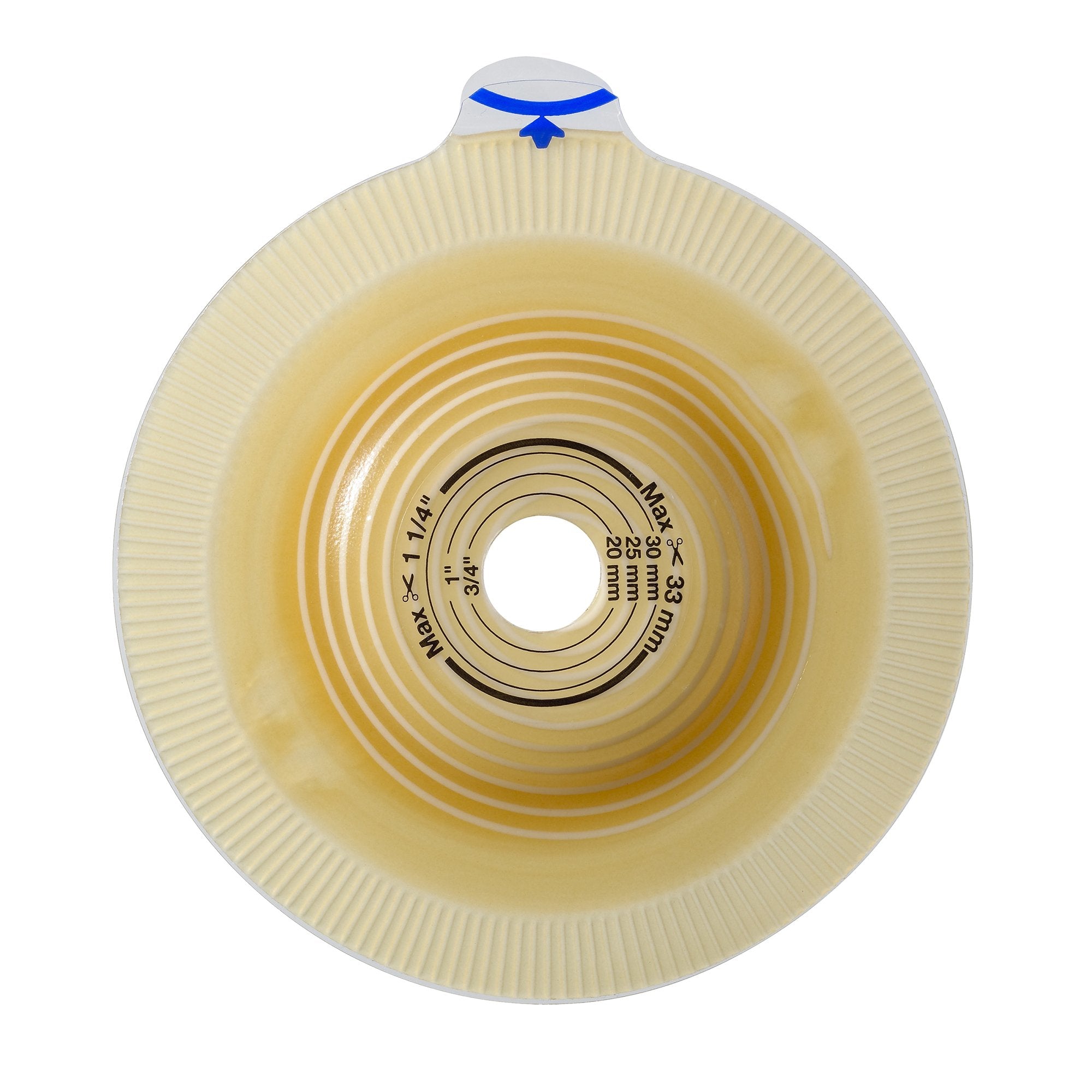 Assura Ostomy Barrier Trim to Fit, Standard Wear Pectin Based Adhesive 60 mm Flange Blue Code System Synthetic Resin 3/4 to 1-3/4 Inch Opening (551373_BX) 5/BX