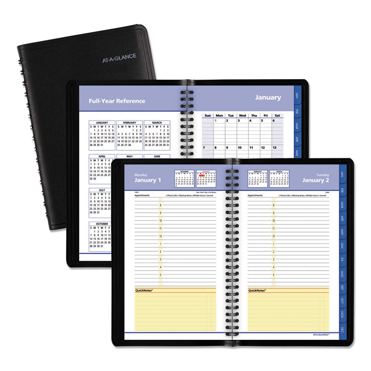AT-A-GLANCE 800 Range Weekly/Monthly Appointment Book, 11 x 8.25, Black Cover, 12-Month (Jan to Dec): 2026 (AAG7086405) Each