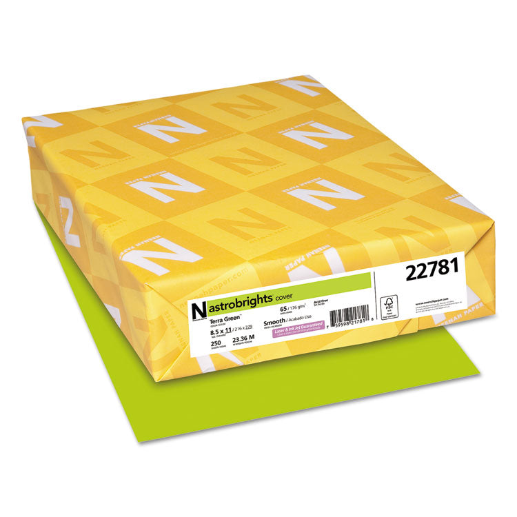 Astrobrights Color Cardstock, 65 lb Cover Weight, 8.5 x 11, Terra Green, 250/Pack (WAU22781) Each