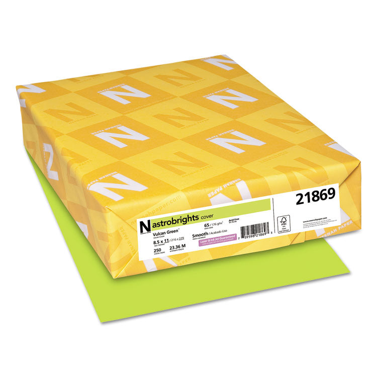 Astrobrights Color Cardstock, 65 lb Cover Weight, 8.5 x 11, Vulcan Green, 250/Pack (WAU21869) Pack of 250