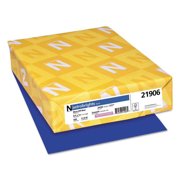 Astrobrights Color Paper, 24 lb Bond Weight, 8.5 x 11, Blast-Off Blue, 500/Ream (WAU21906) 1 Ream
