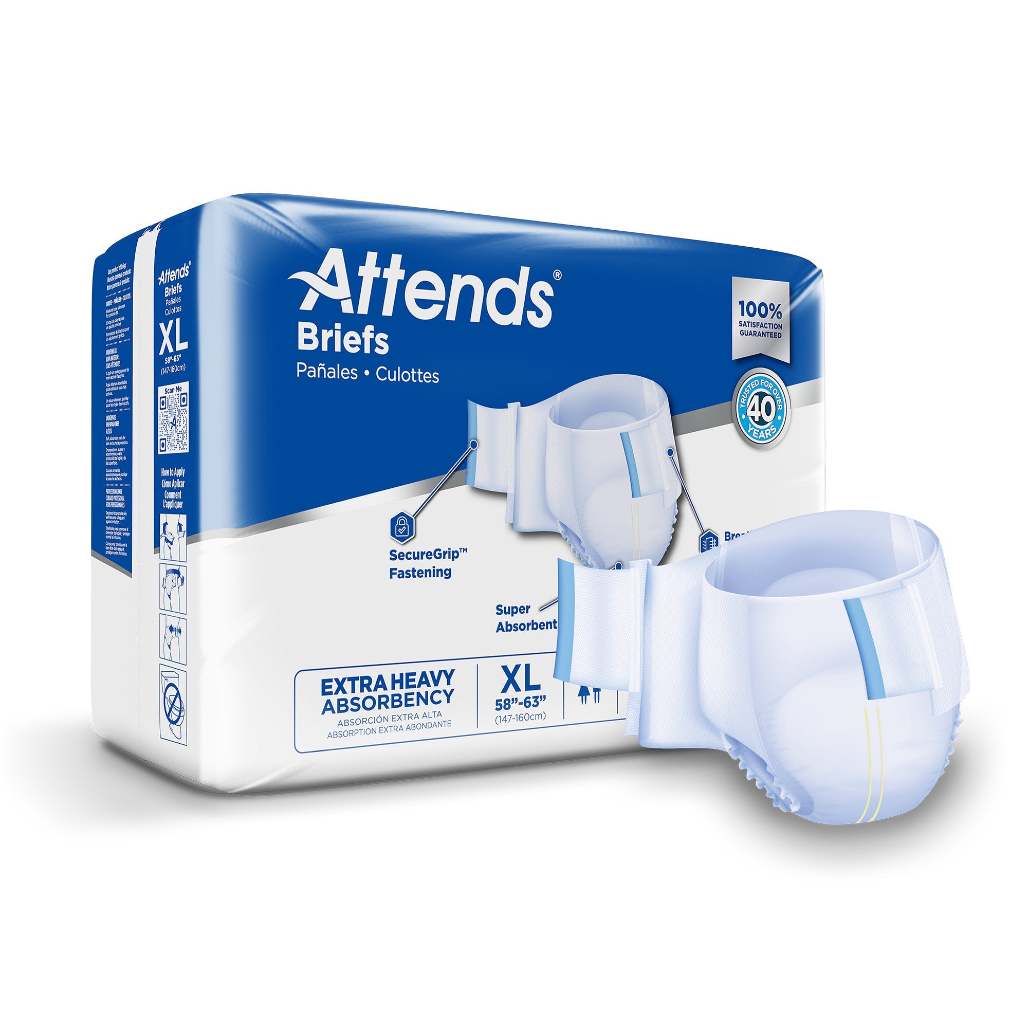 Attends Care Advanced Unisex Adult Incontinence Brief X-Large Disposable Heavy Absorbency (957931_CS) 60/CS
