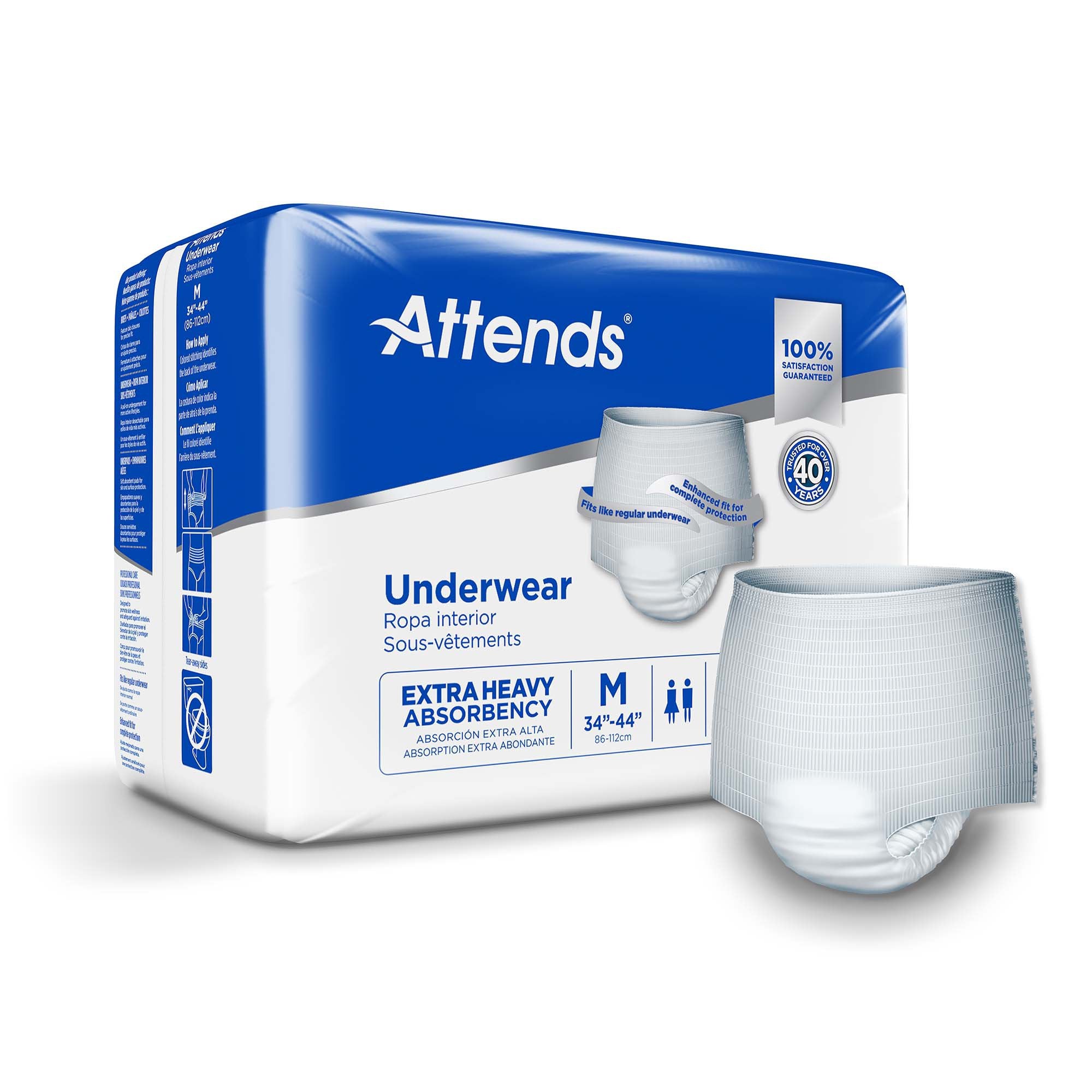 Attends Care Unisex Adult Absorbent Underwear Pull On with Tear Away Seams Medium Disposable Heavy Absorbency (771656_CS) 80/CS
