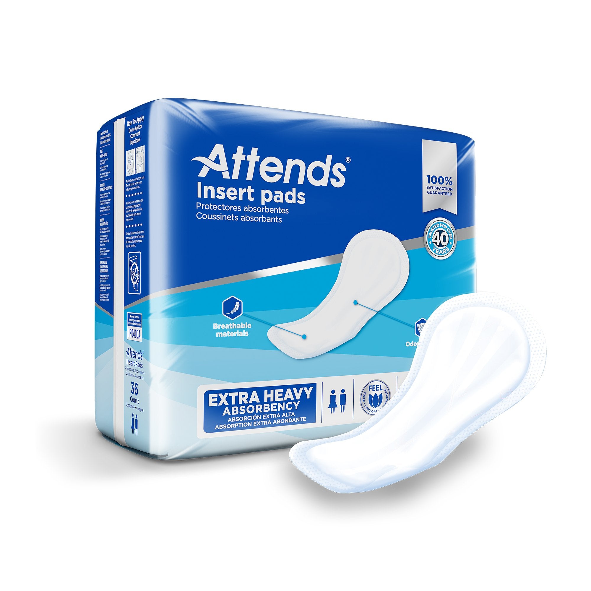 Attends Insert Pad Incontinence Liner 16-1/2 Inch Length Heavy Absorbency Polymer Core One Size Fits Most (1186543_CS) 144/CS