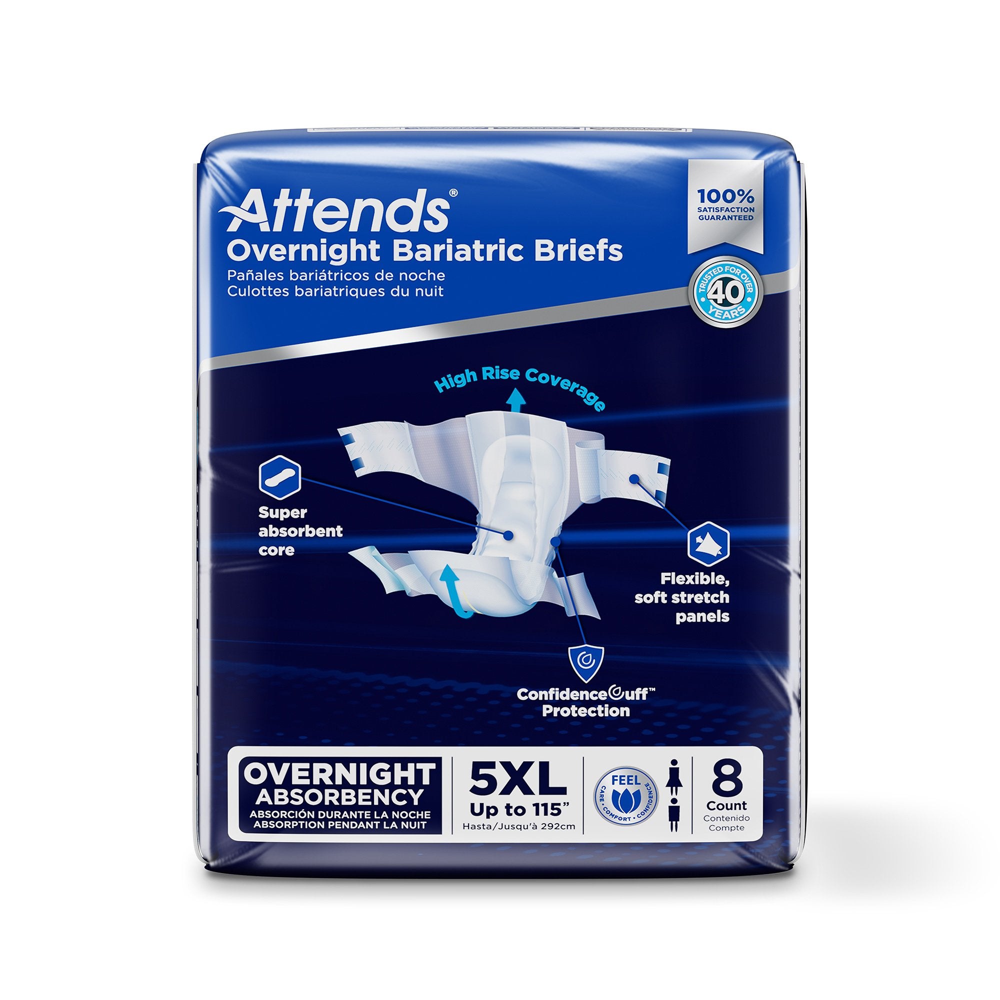 Attends Overnight Bariatric Unisex Adult Incontinence Brief 5X-Large Disposable Heavy Absorbency (1254292_CS) 32/CS