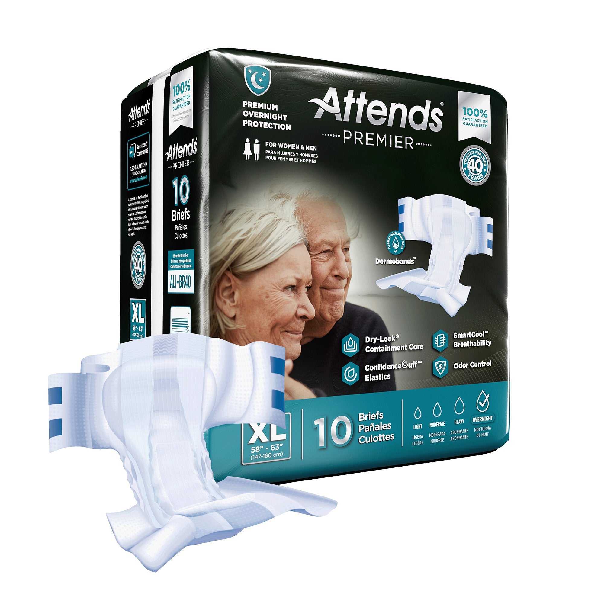 Attends Premier Unisex Adult Incontinence Brief X-Large Disposable Heavy Absorbency (1128075_BG) 10/BG
