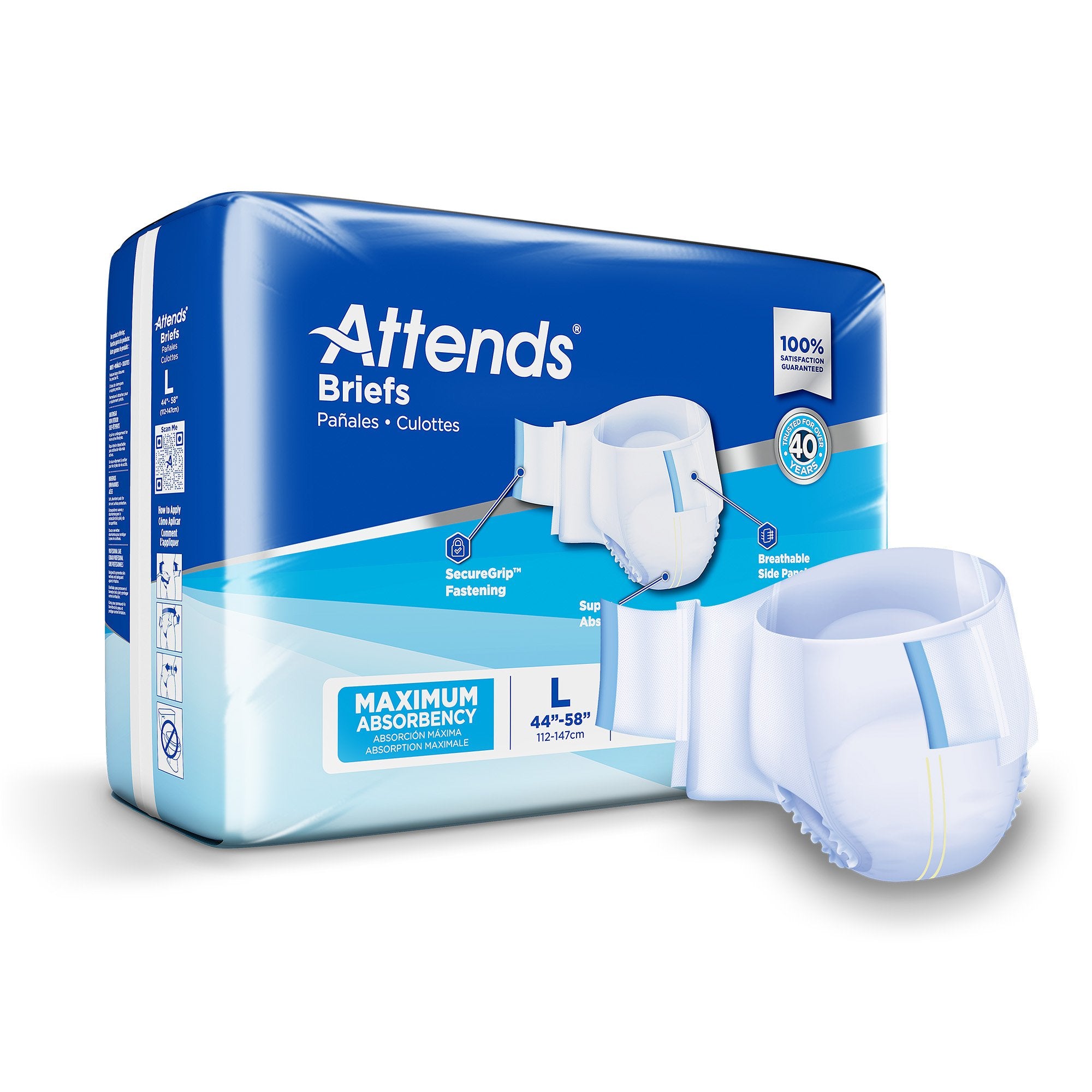 Attends Unisex Incontinence Brief Large Disposable Heavy Absorbency (955305_BG) 24/BG