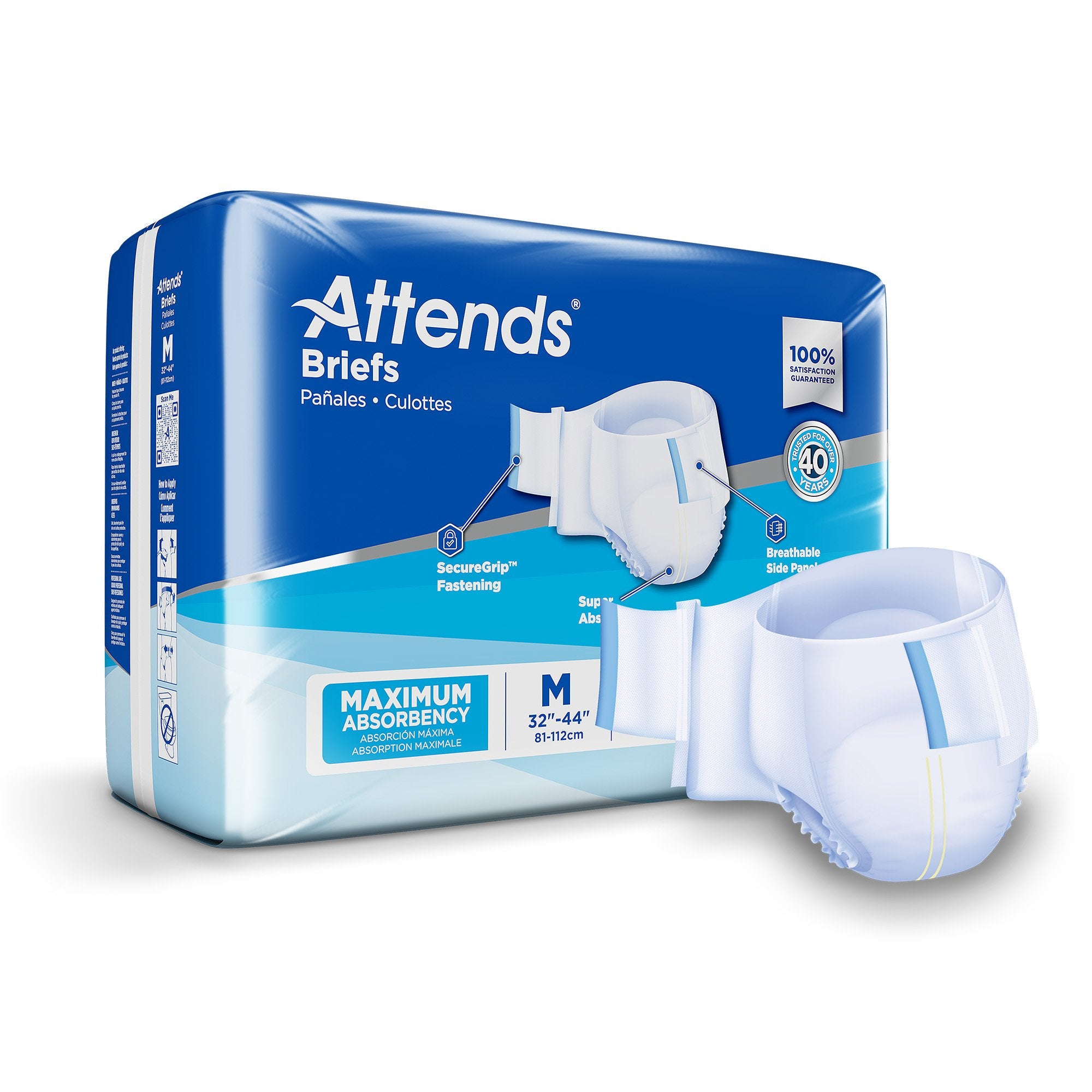Attends Unisex Incontinence Brief Medium Disposable Heavy Absorbency (955303_BG) 24/BG