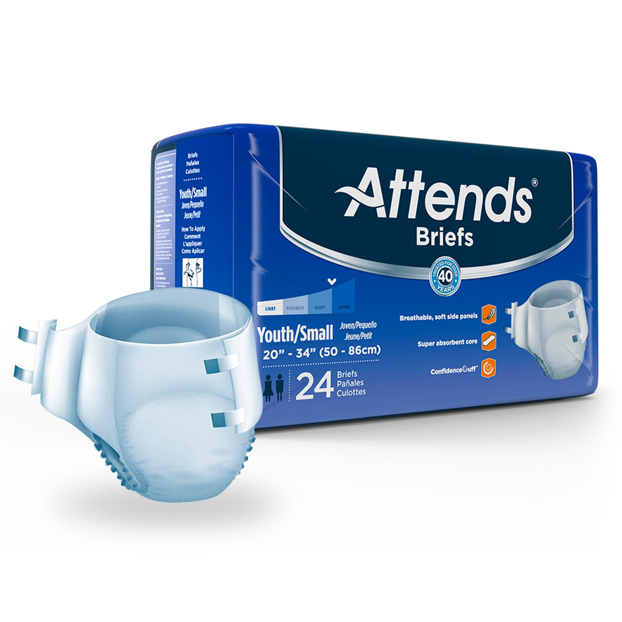 Attends Unisex Youth Incontinence Brief Small Disposable Heavy Absorbency (959837_CS) 96/CS