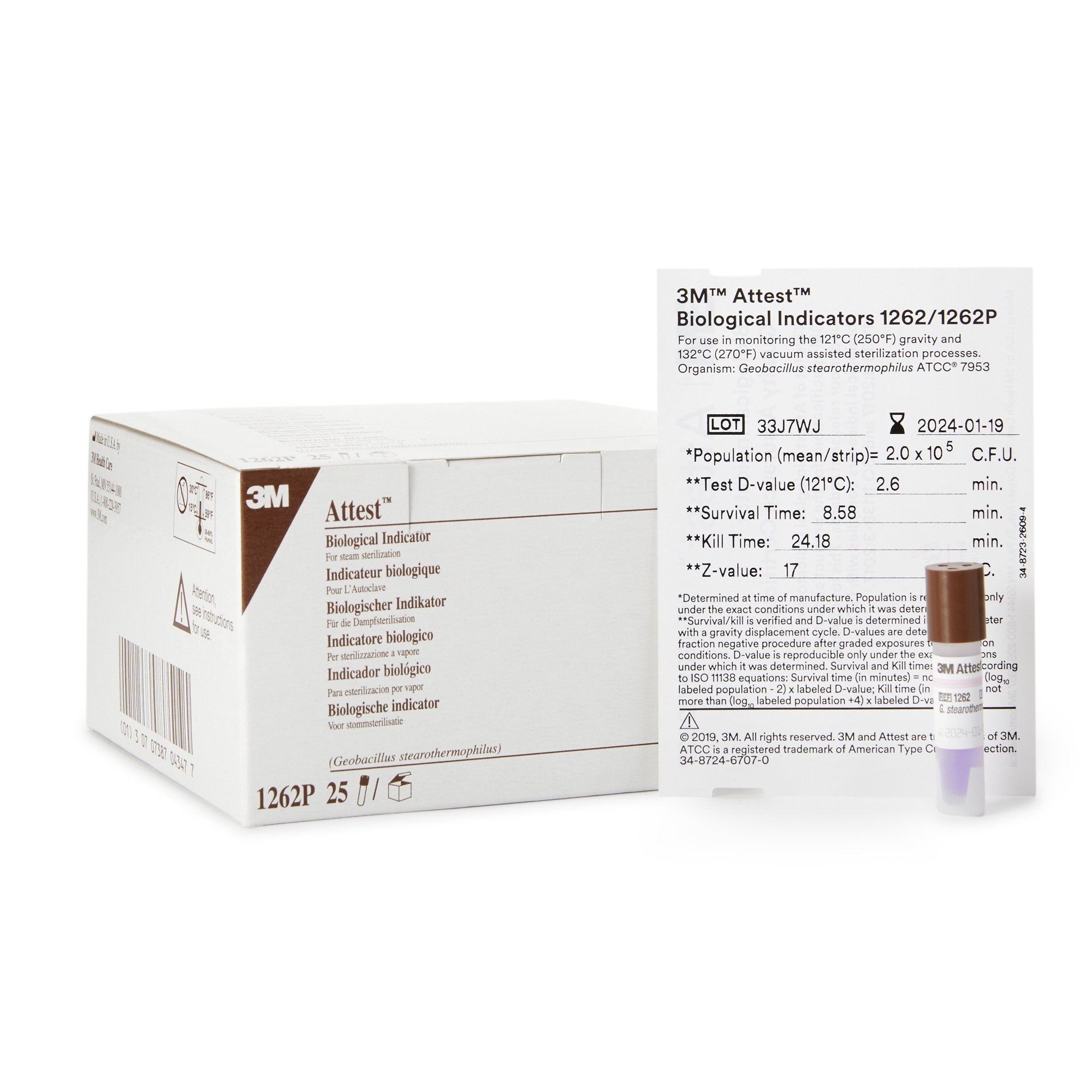 Attest Sterilization Biological Indicator Vial Steam (143644_CS) 100/CS